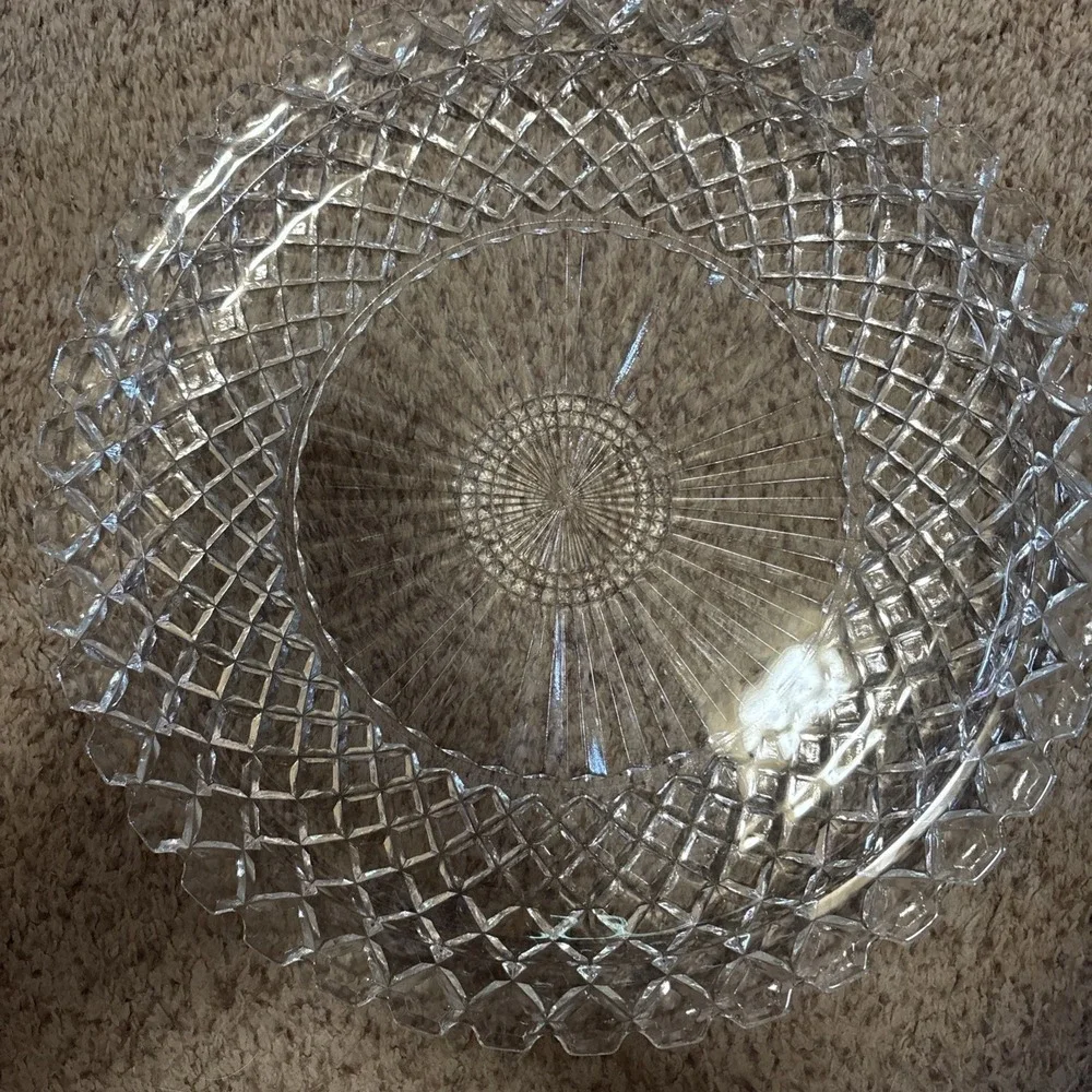 Vintage Anchor Hocking Waterford Waffle Pattern Cake Plate - 14